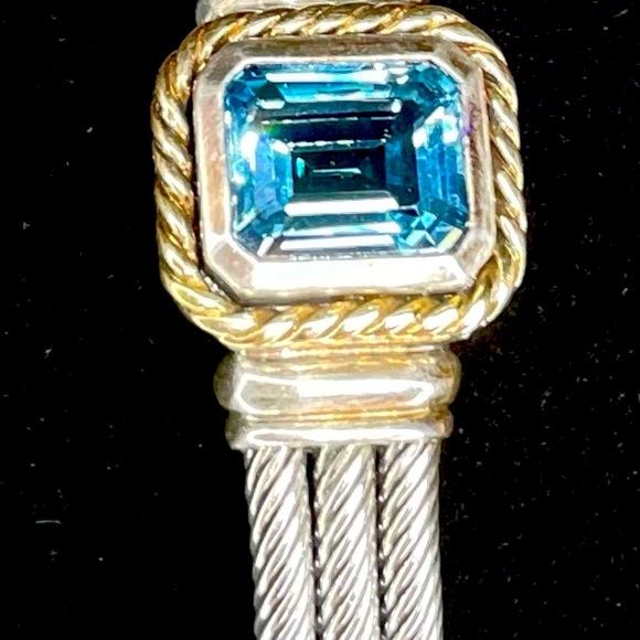 BRILLIANT BLUE TOPEZ BRACELET 925 STERLING SILVER DAVID YURMAN LOOK ALIKE - Picture 4 of 6